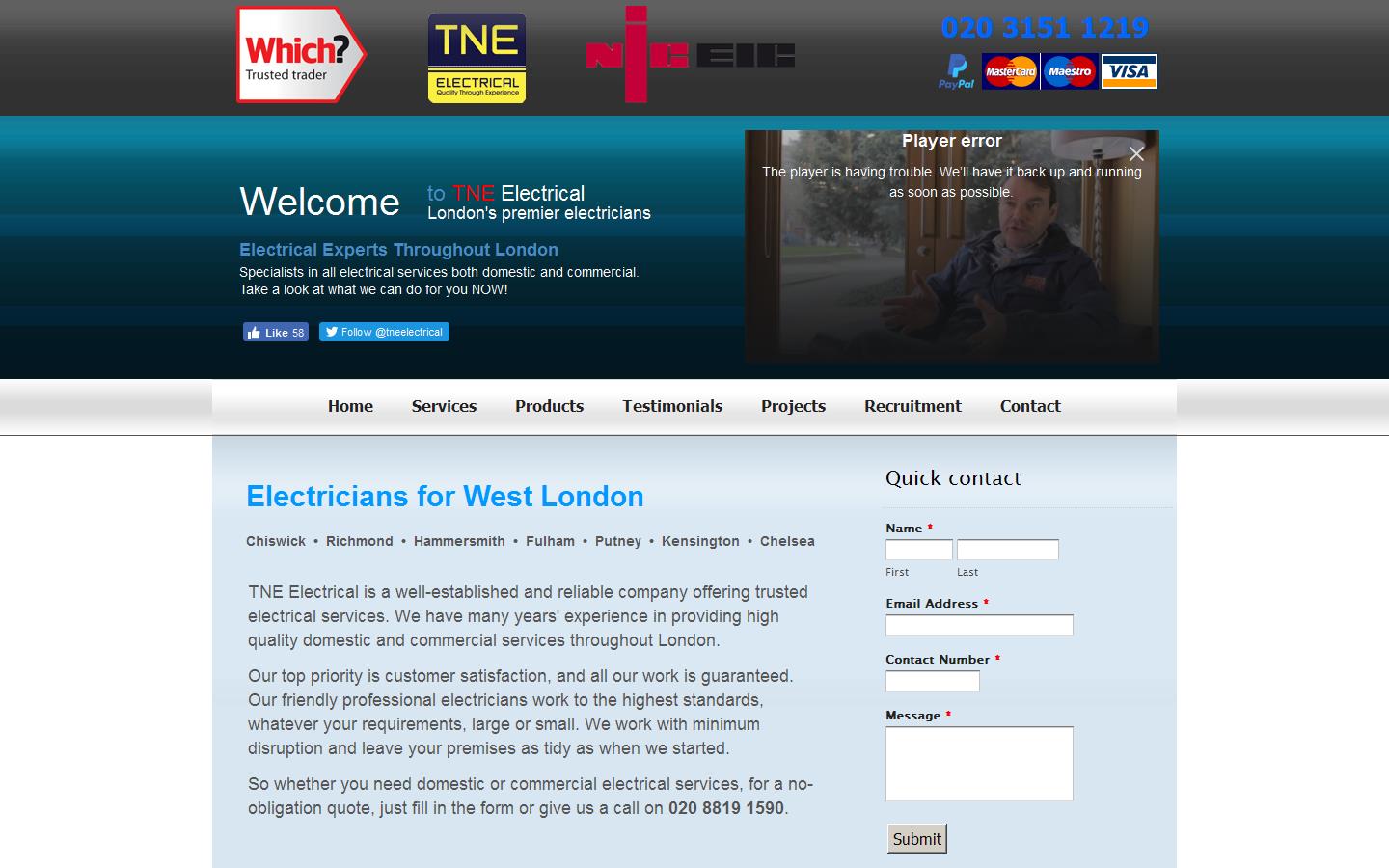 T N E Electrical Ltd Website