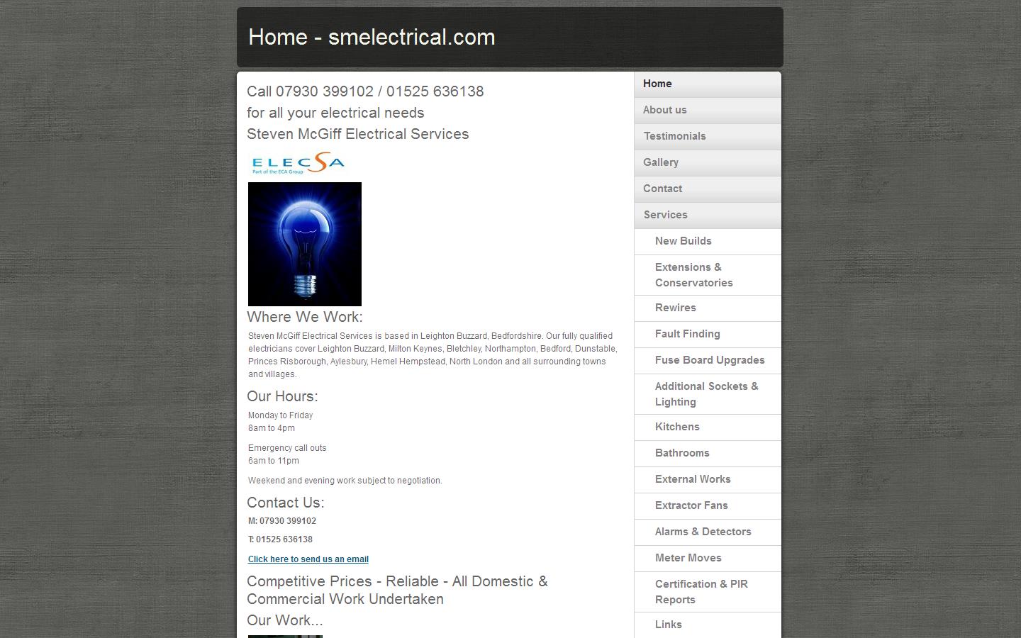 Steven McGiff Electrical Services Website