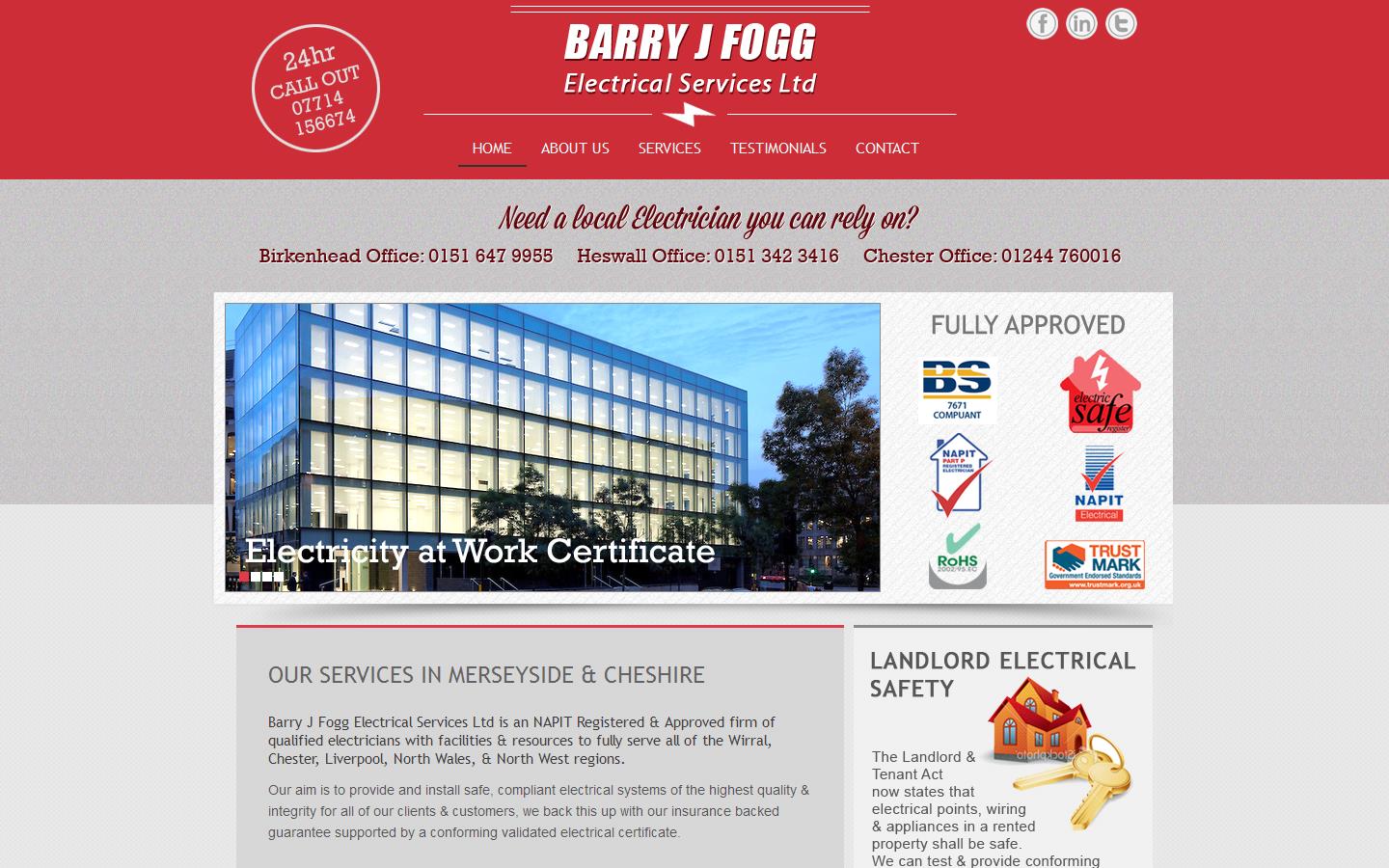 Barry J Fogg Electrical Services Website