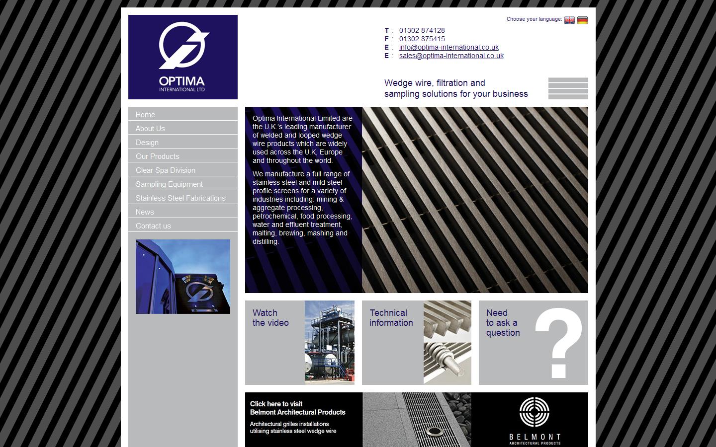 Optima International Ltd Website