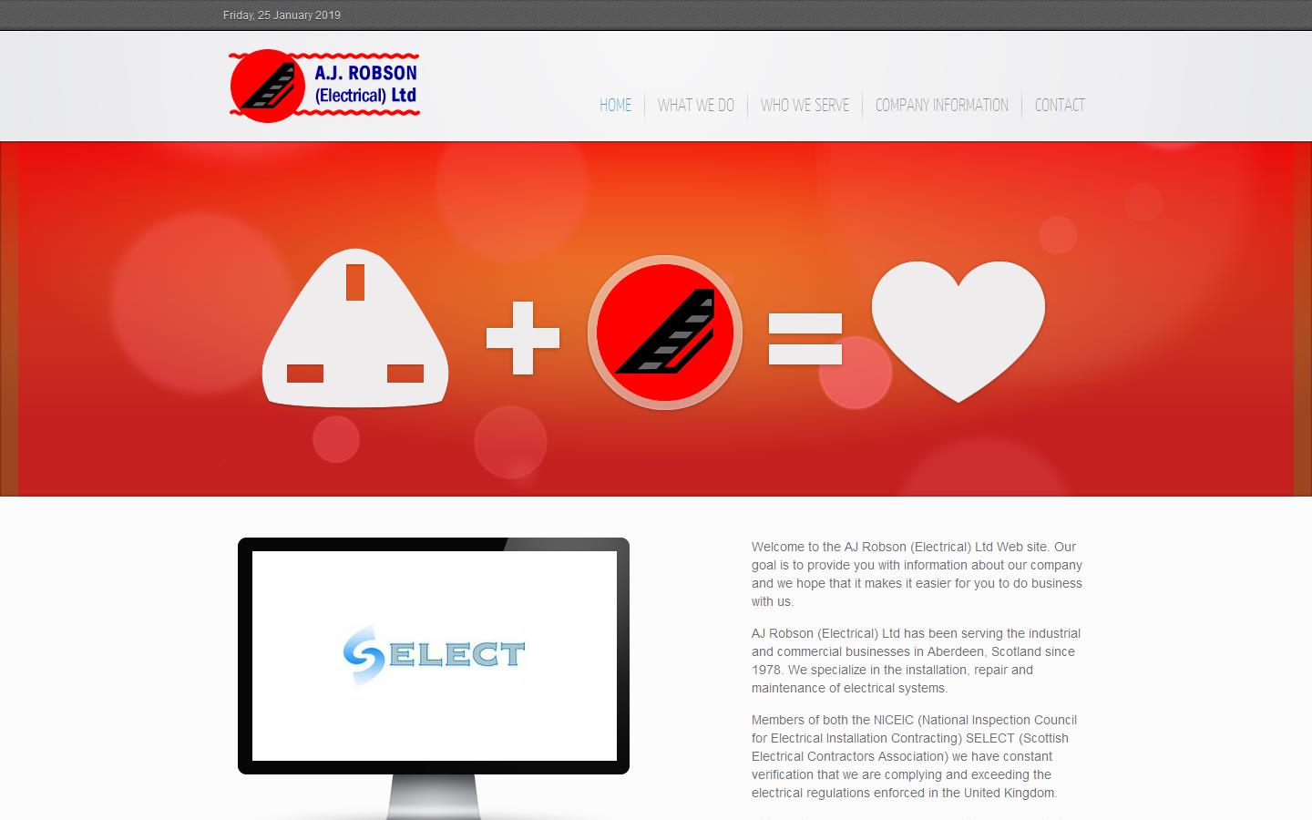 A J Robson Electrical Ltd Website