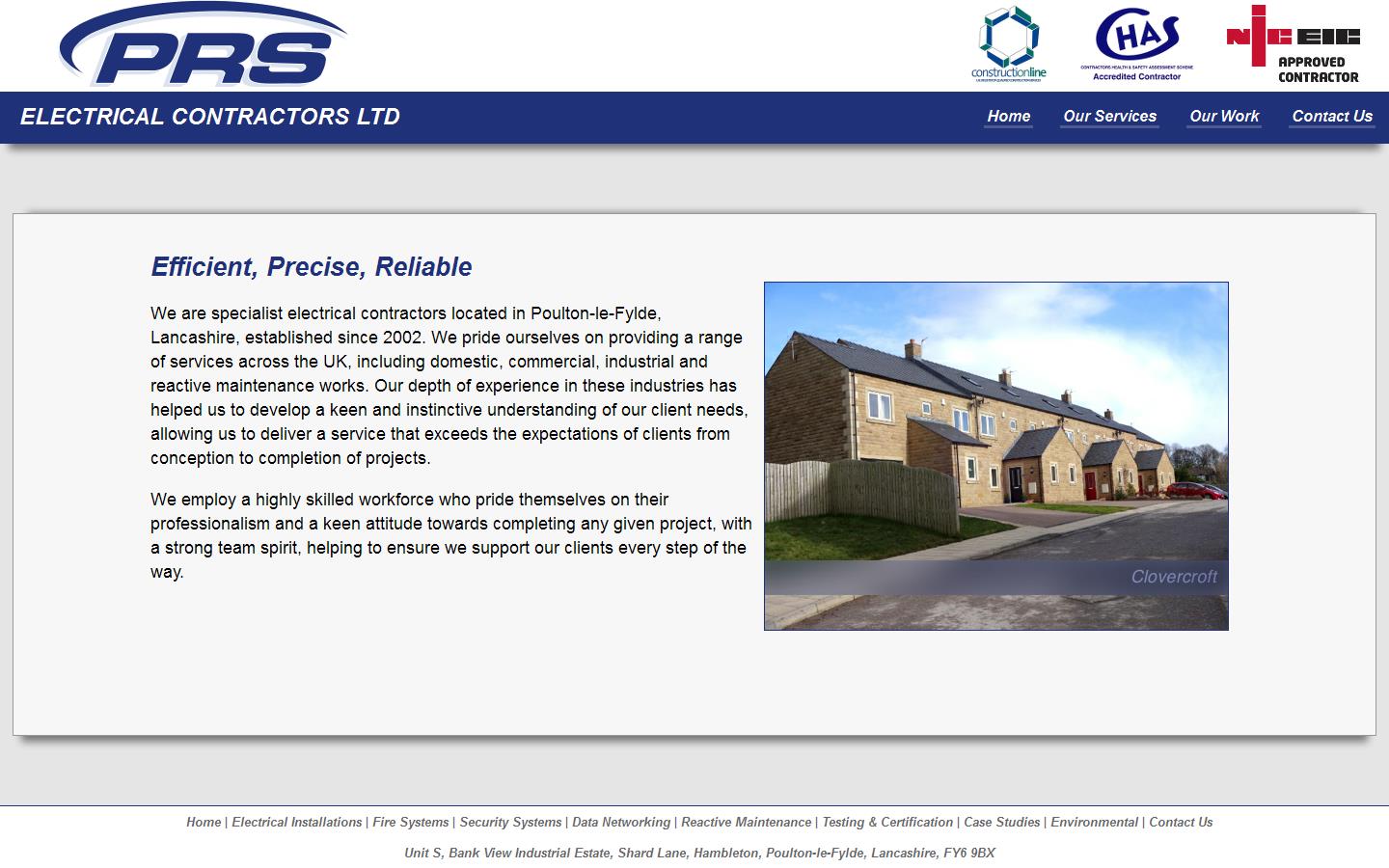 P R S Electrical Contractors Website