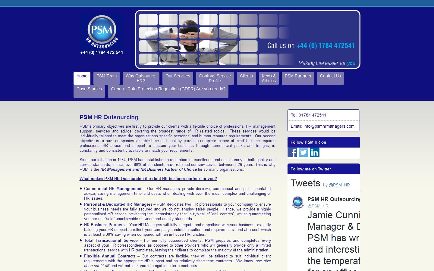 P S M H R Outsourcing Website