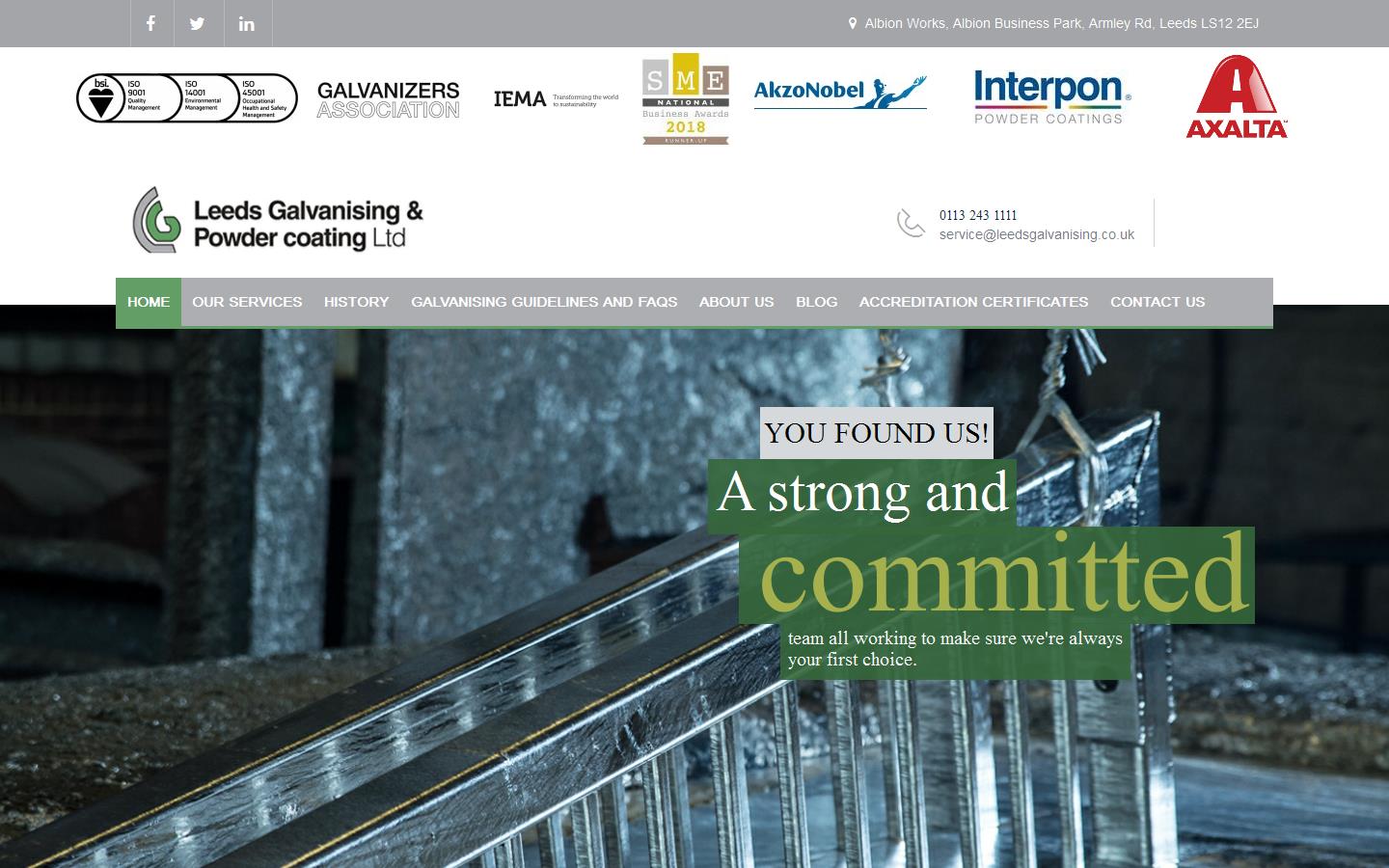 Leeds Galvanising & Powder Coating Ltd Website