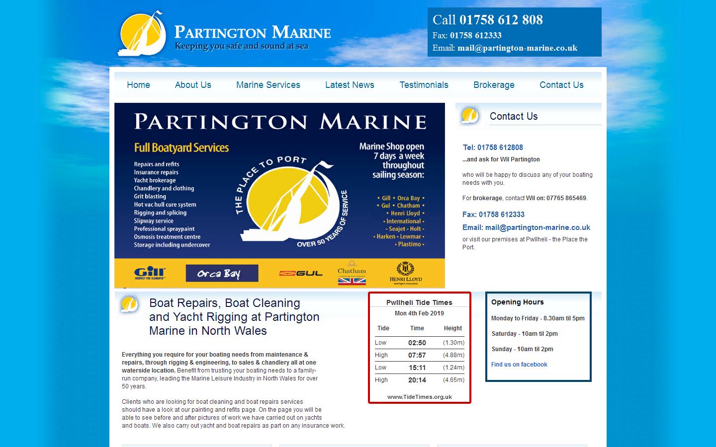 William Partington Marine Ltd Website