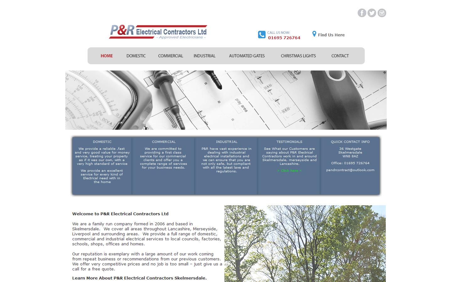 P & R Electrical Contractors Website