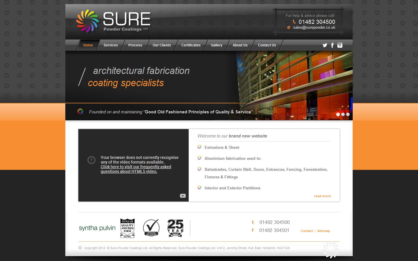 Sure Powder Coatings Ltd Website