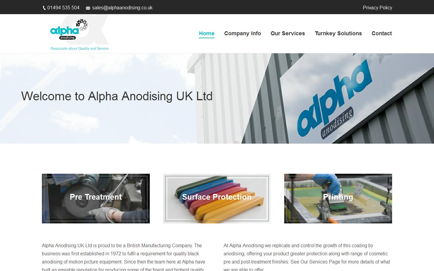 Alpha Anodising UK Ltd Website