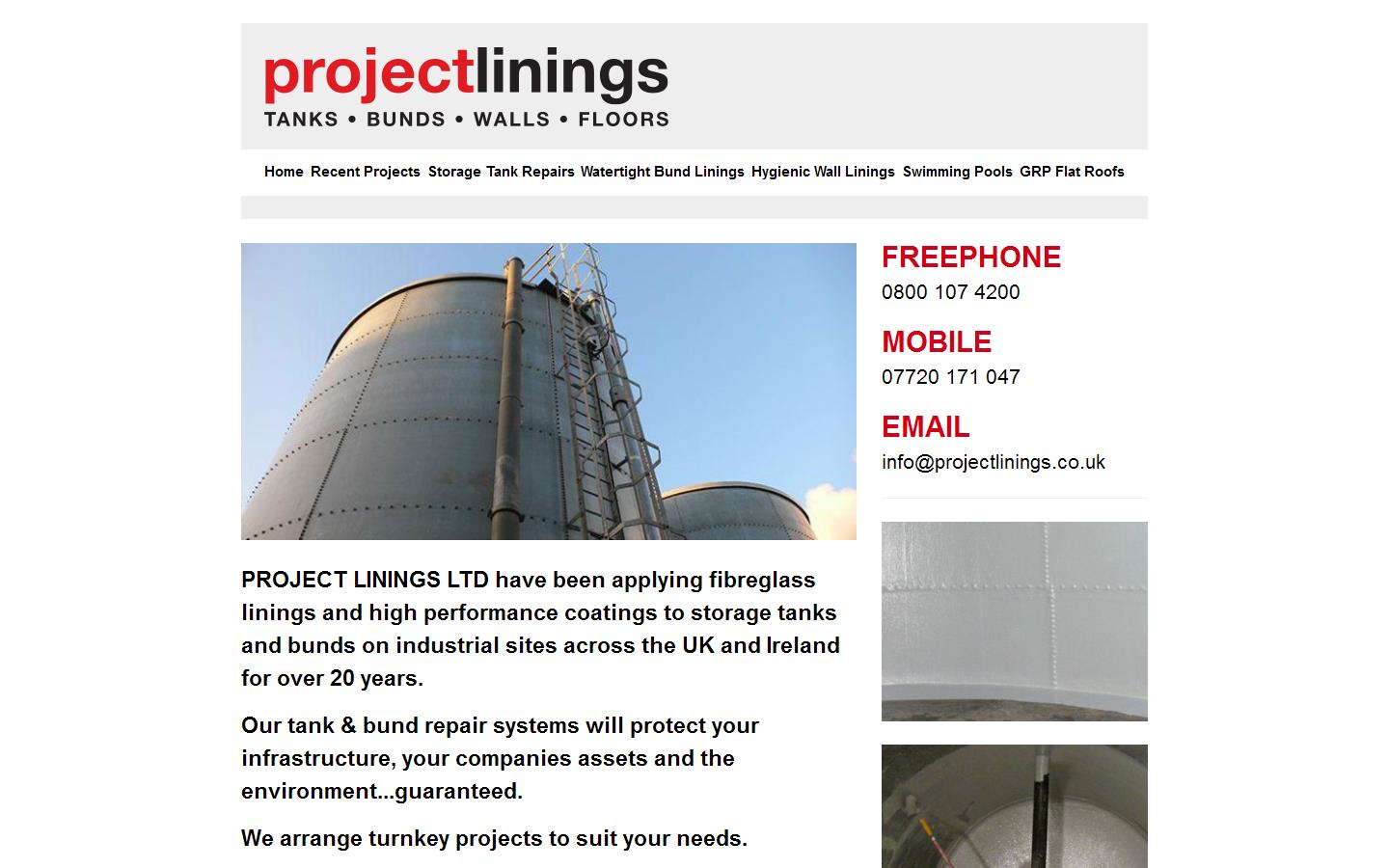 Project Linings Ltd Website