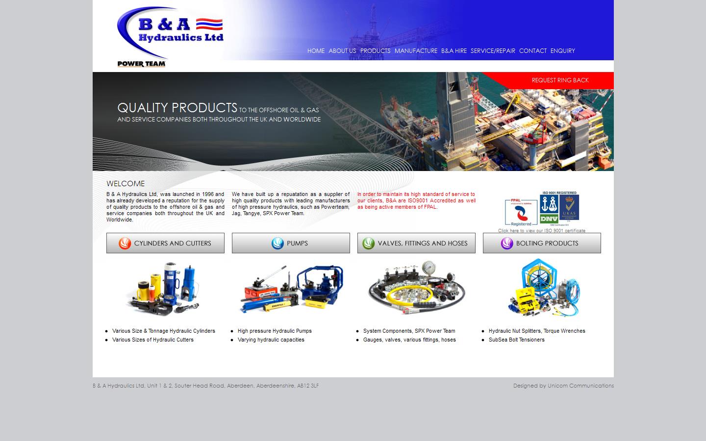 B & A Hydraulics Ltd Website