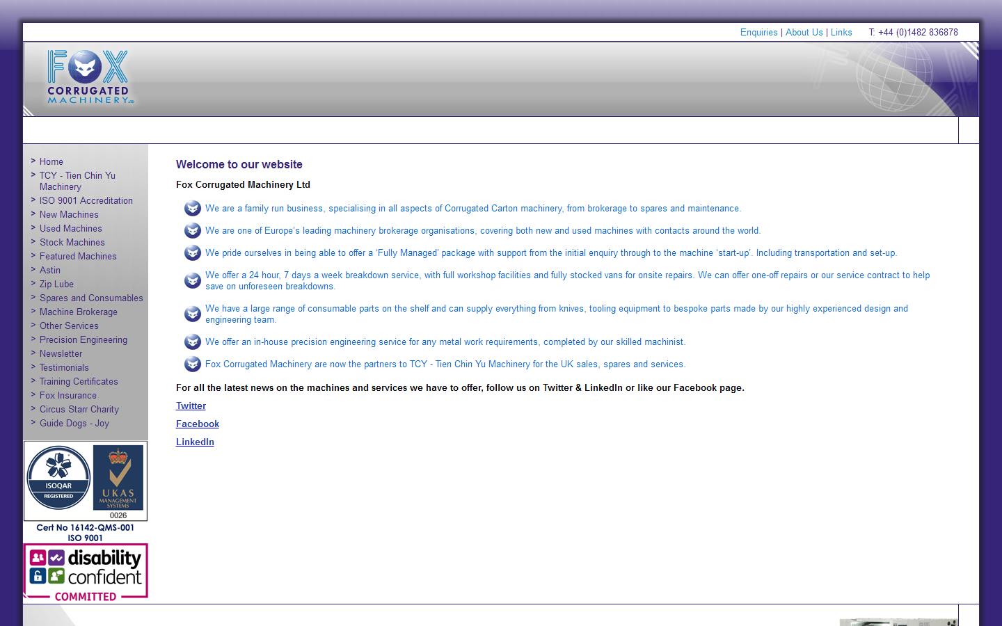 Fox Corrugated Machinery UK Ltd Website