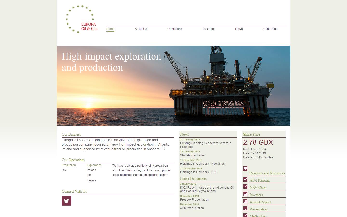 Europa Oil & Gas Website