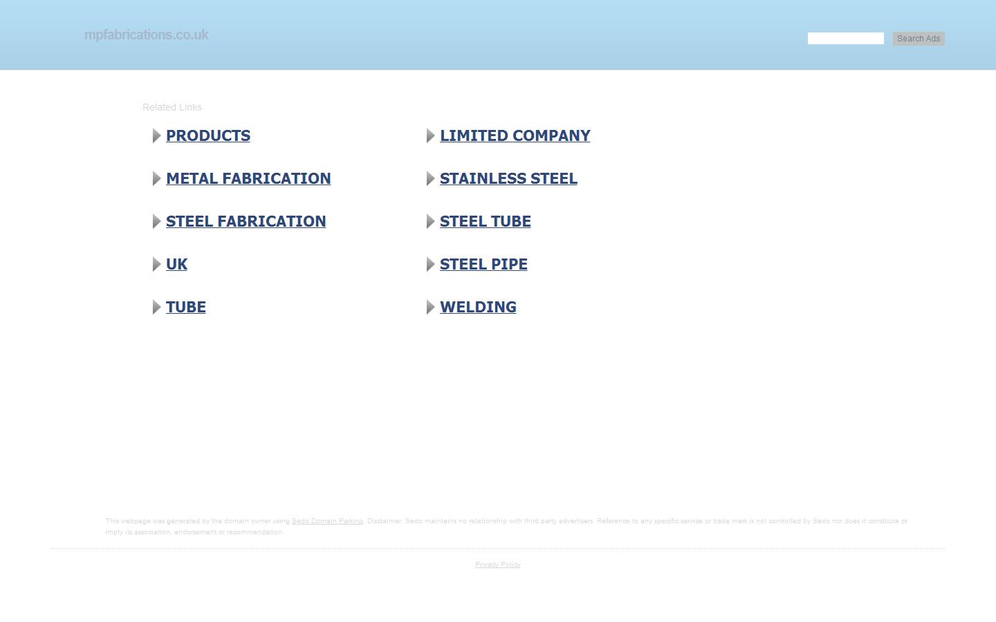 M P Fabrications Ltd Website