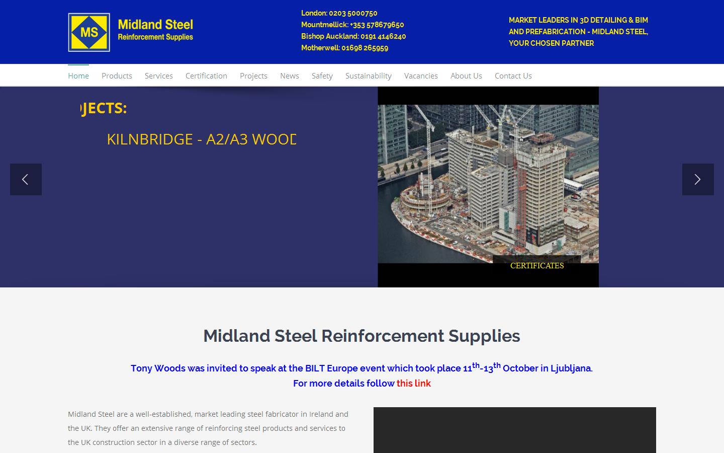 Midland Steel Reinforcement Supplies Website