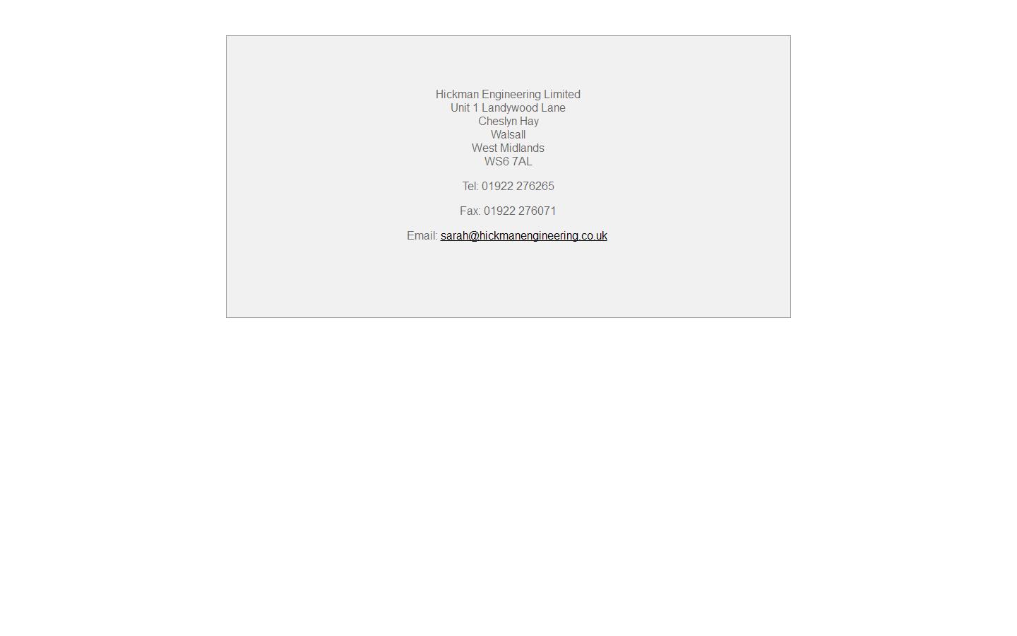 Hickman Engineering Ltd Website