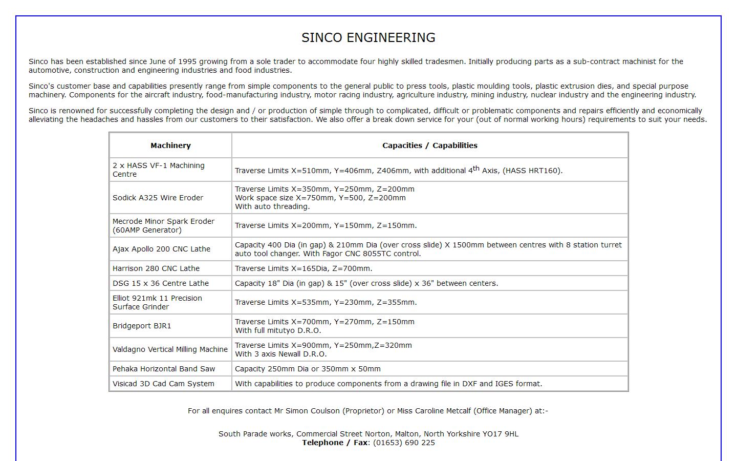 Sinco Engineering Website