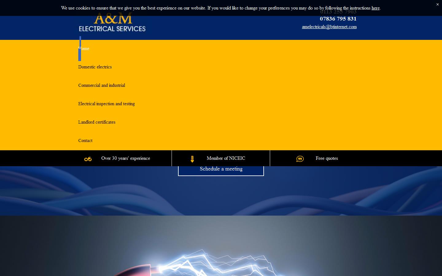 A & M Electrical Services Website