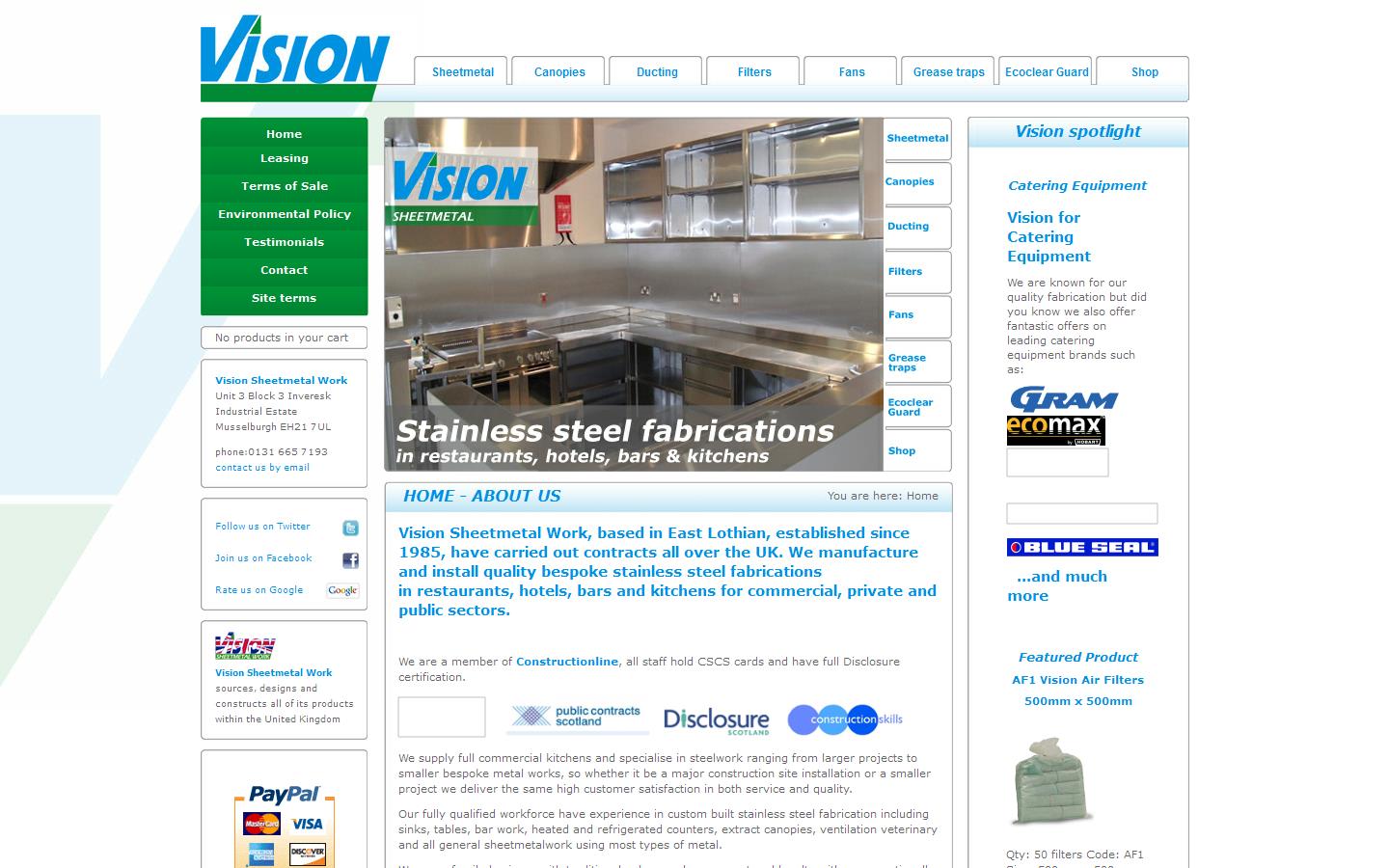 Vision Sheet Metal Website