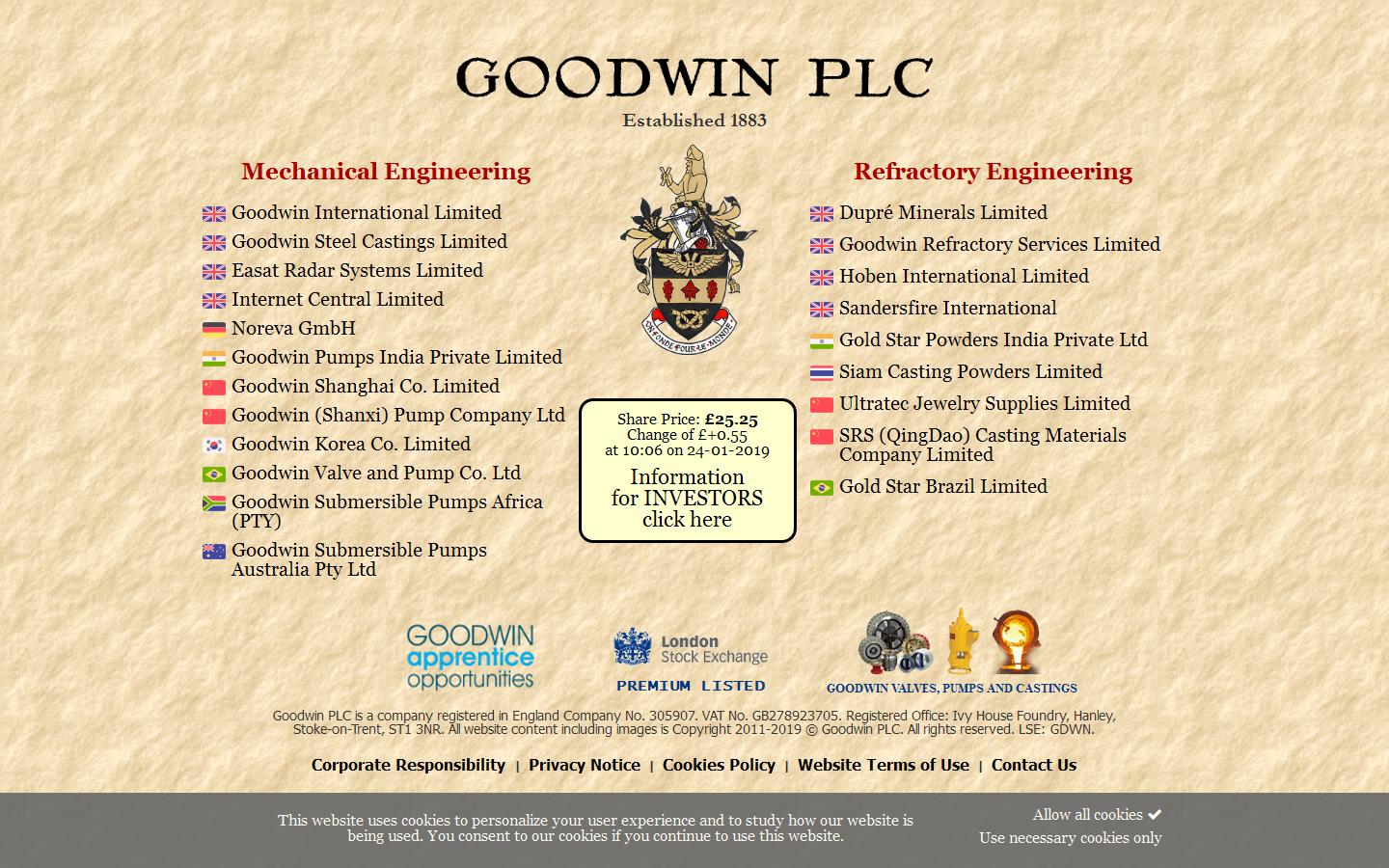 Goodwin International Ltd Website