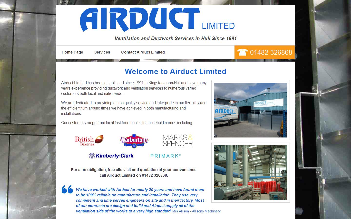 Airduct Ltd Website