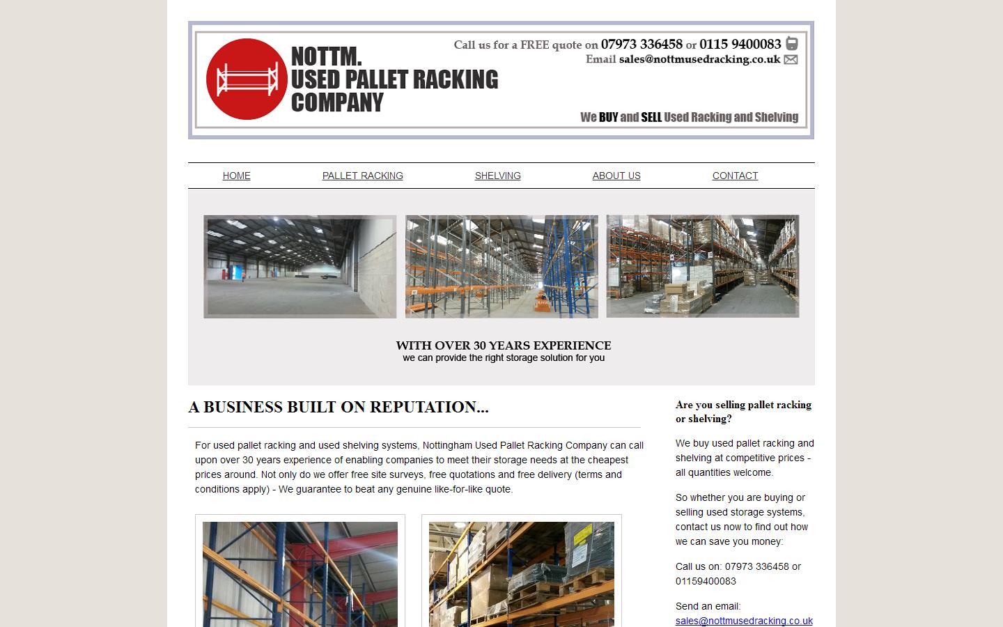 Nottingham Used Pallet Racking Company Website