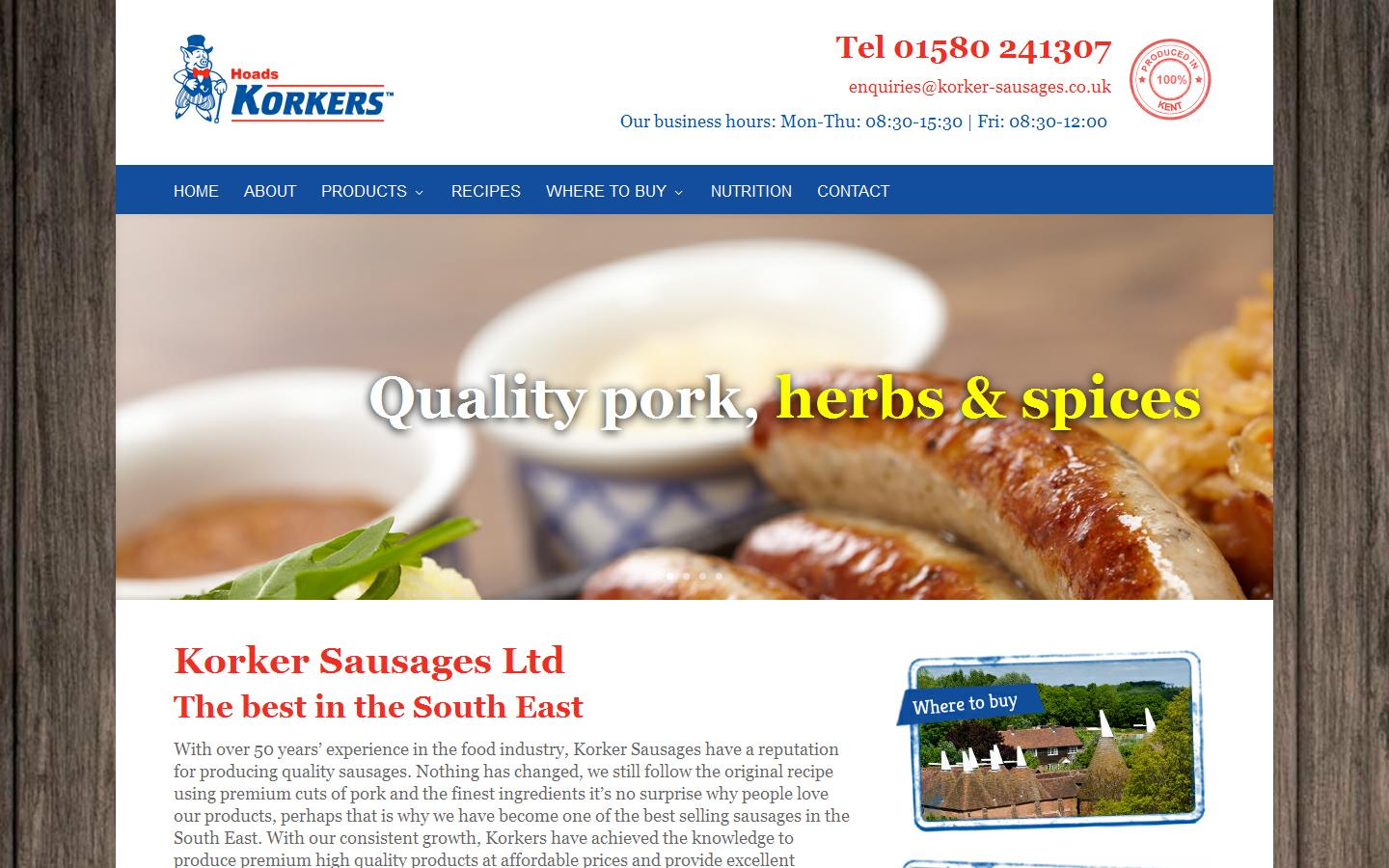 Korkers Sausages Ltd Website