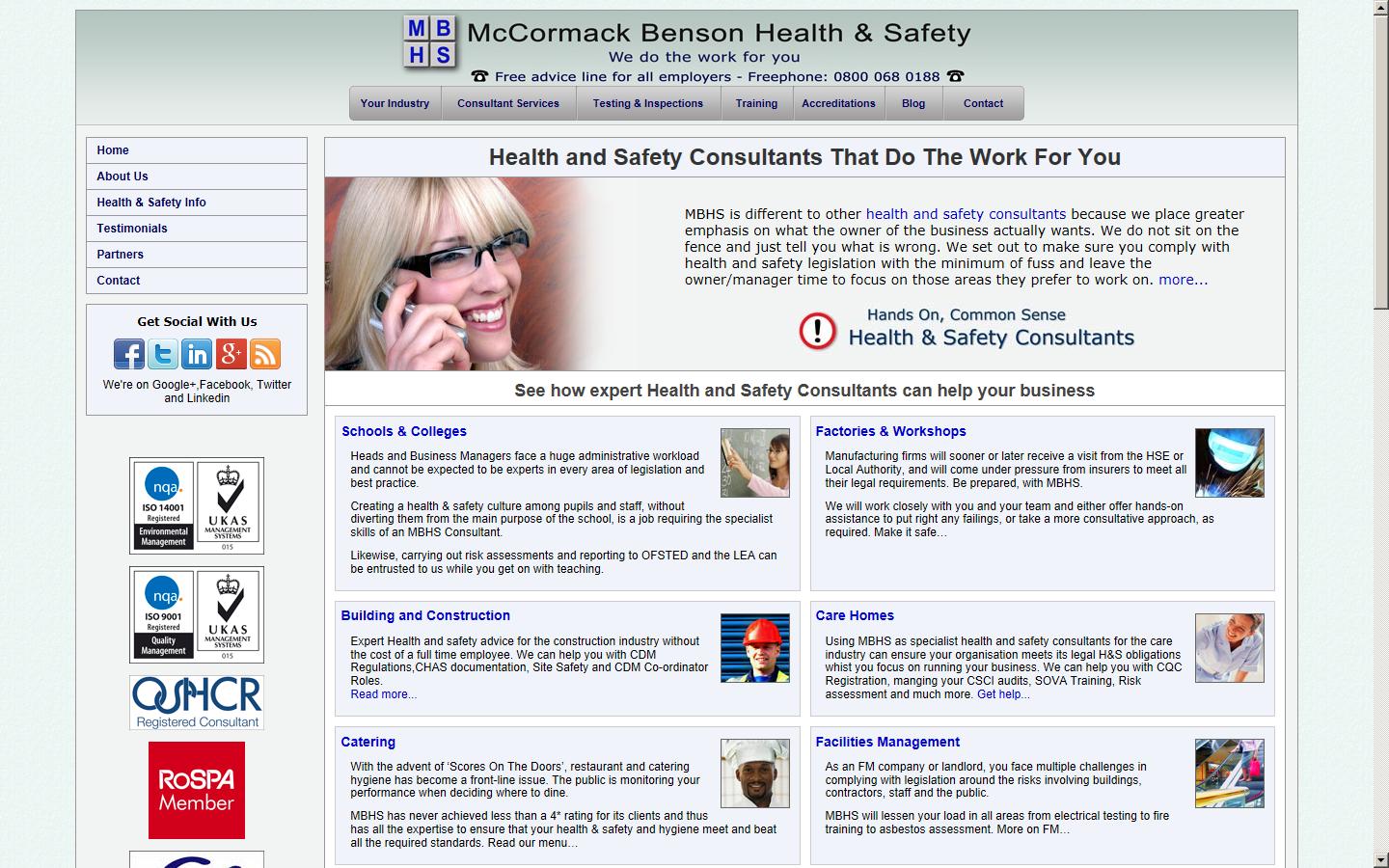 McCormack Benson Health & Safety Consultants Ltd Website