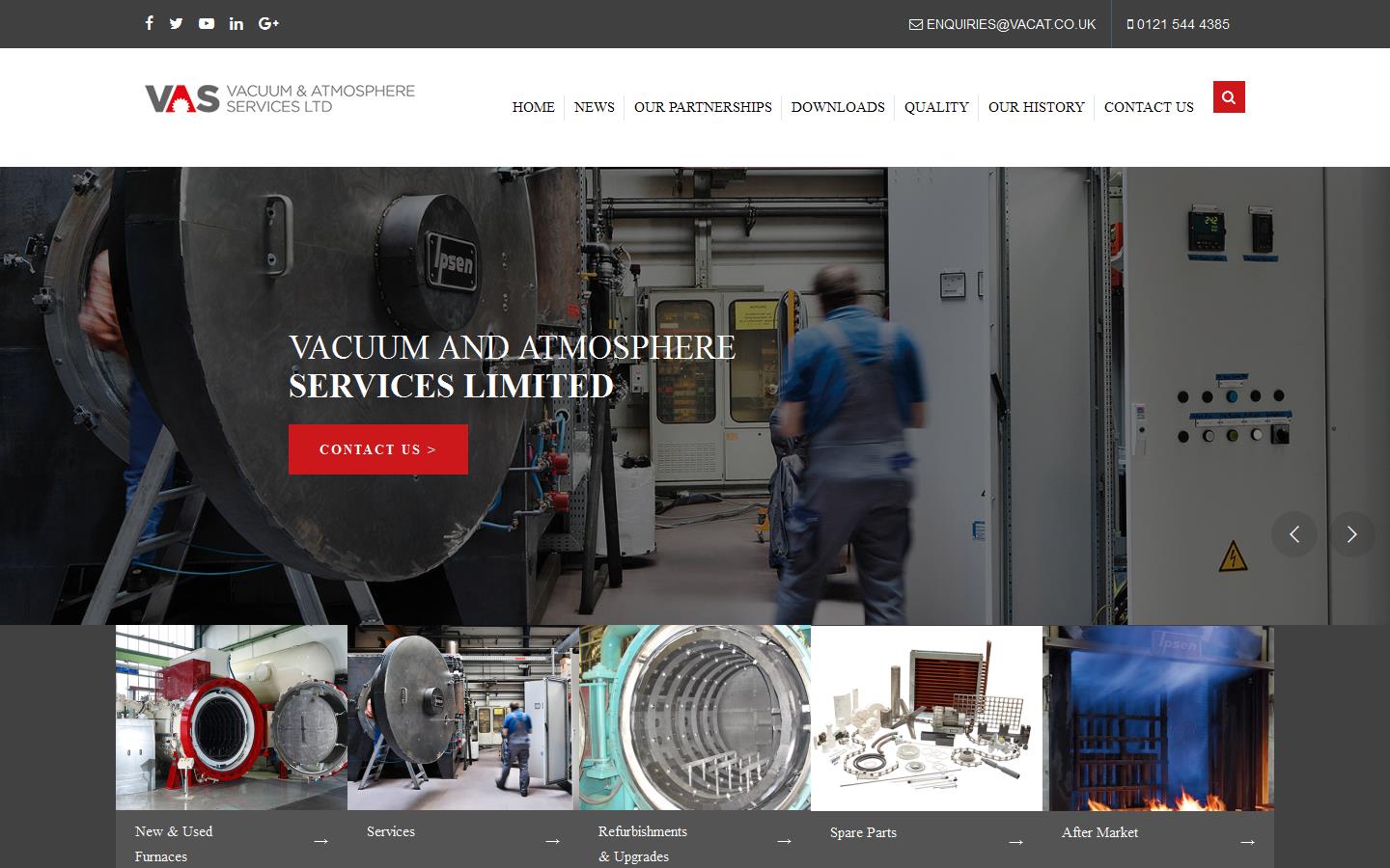 Vacuum & Atmosphere Services Ltd Website