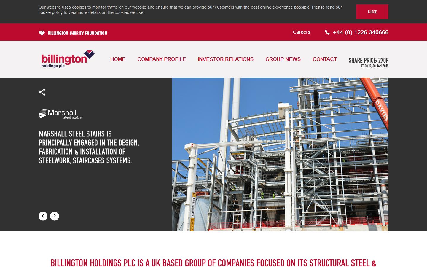 Billington Holdings Plc Website