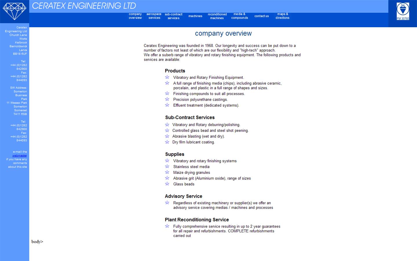 Ceratex Engineering Ltd Website