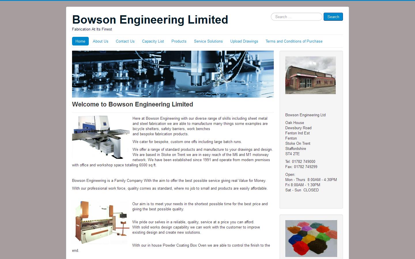 Bowson Engineering Ltd Website