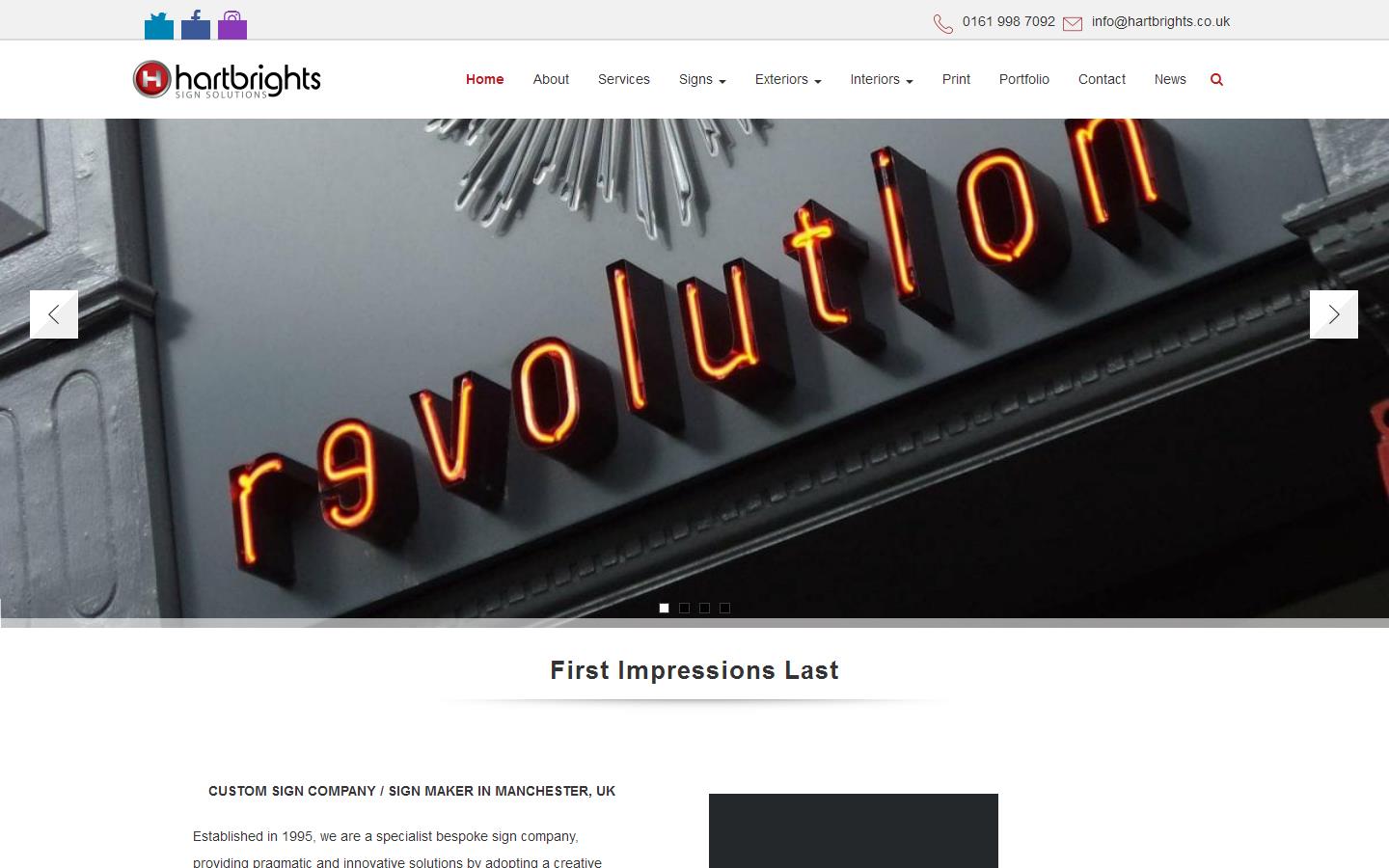 Hartbrights Signage Solutions Website