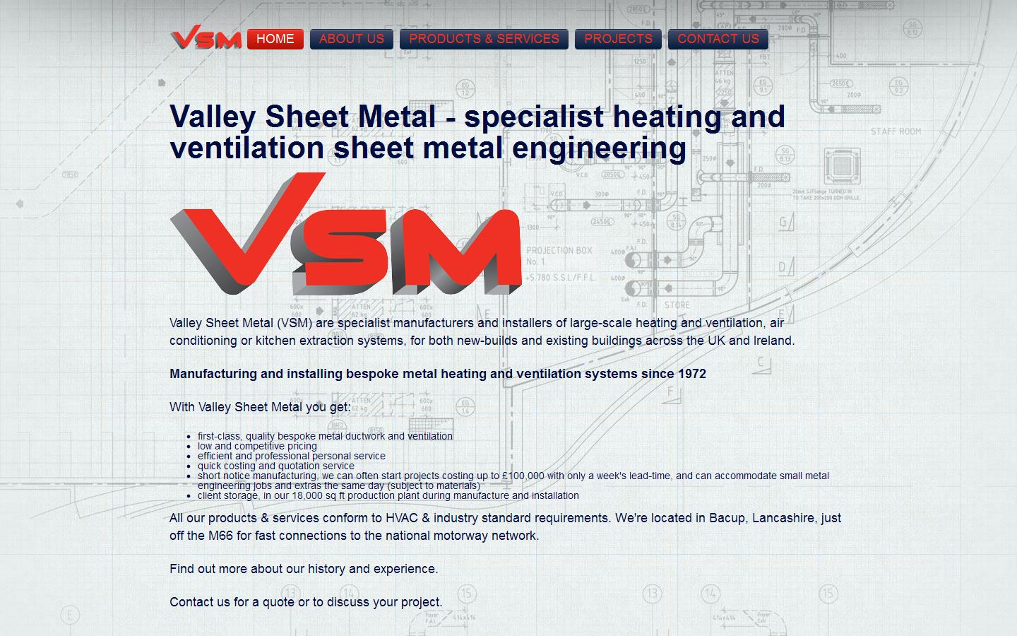 Valley Sheet Metal North West Ltd Website