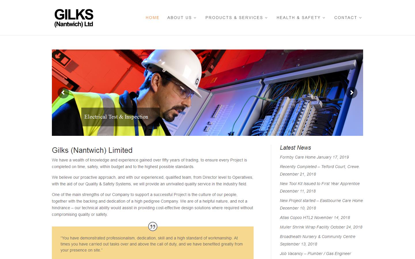 Gilks Nantwich Ltd Website