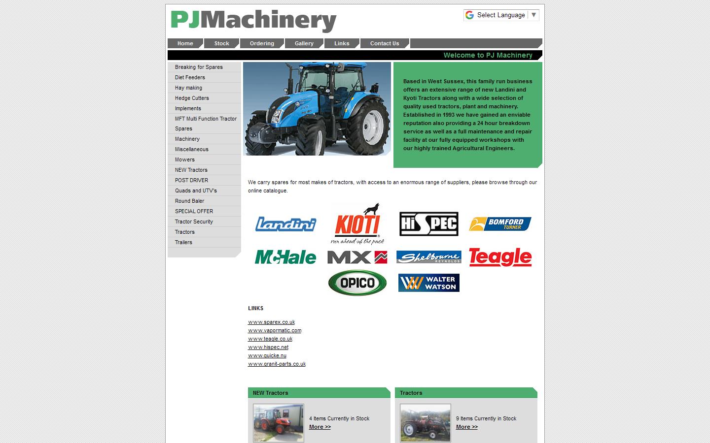 P J Machinery Website