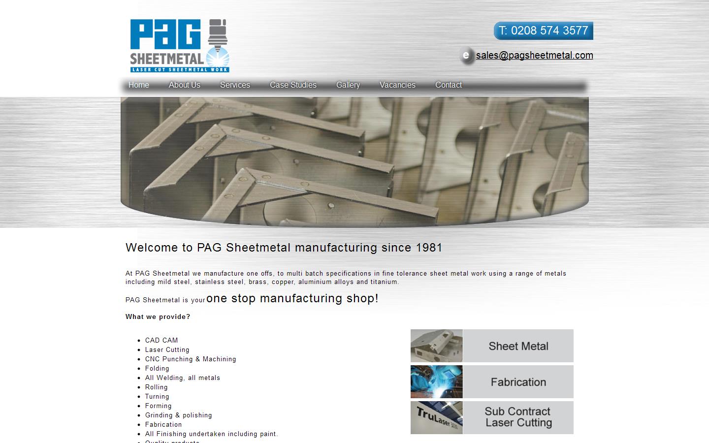 P A G Sheetmetal Website
