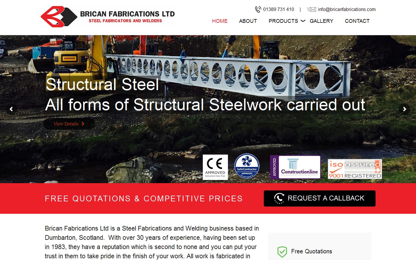 Brican Fabrications Ltd Website