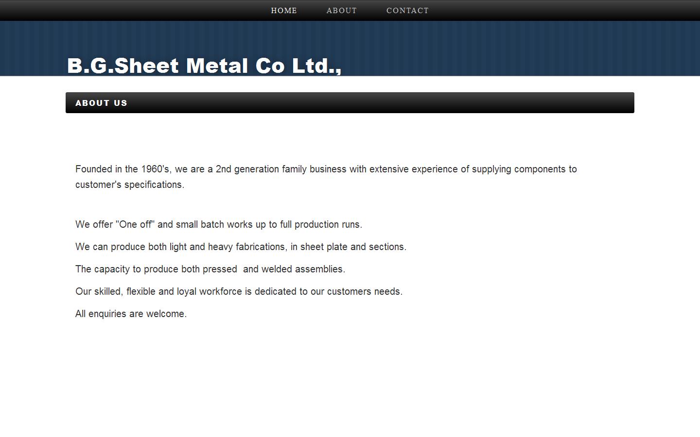 B G Sheet Metal Co. Ltd Website