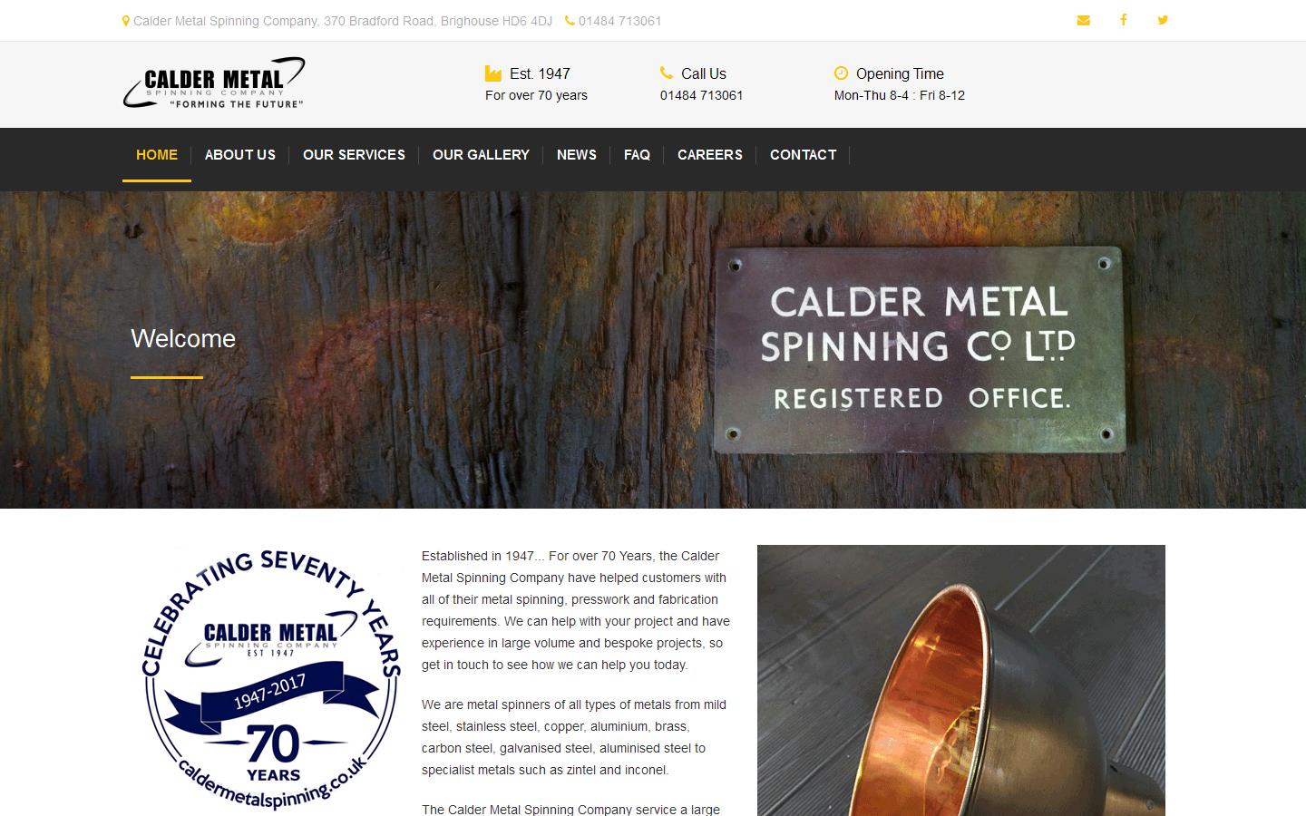 Calder Metal Spinning Co. Ltd Website