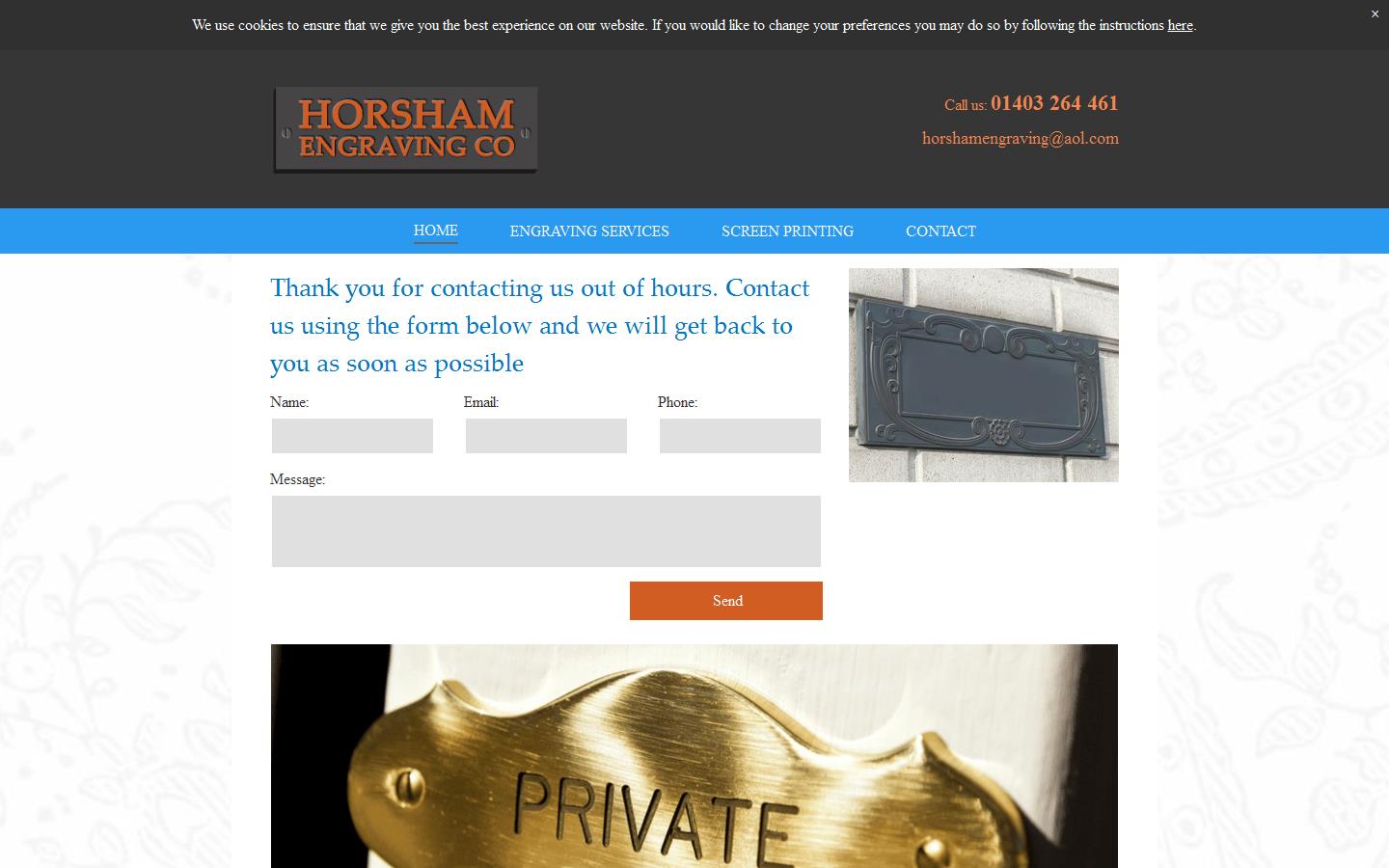 Horsham Engraving Co. Ltd Website