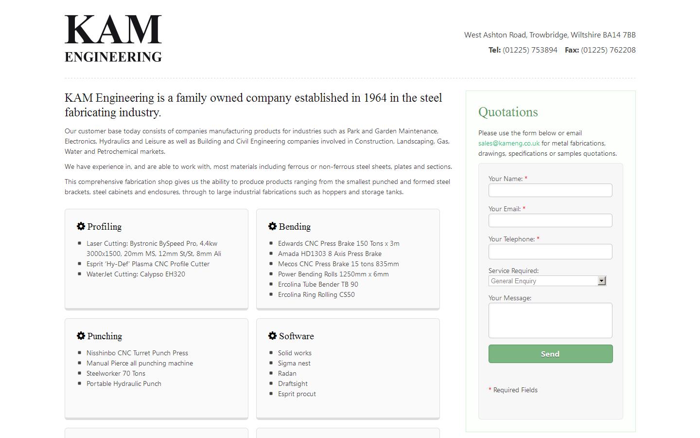 Kam Engineering Website