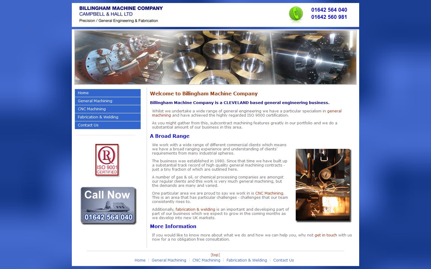 Billingham Machine Company Website