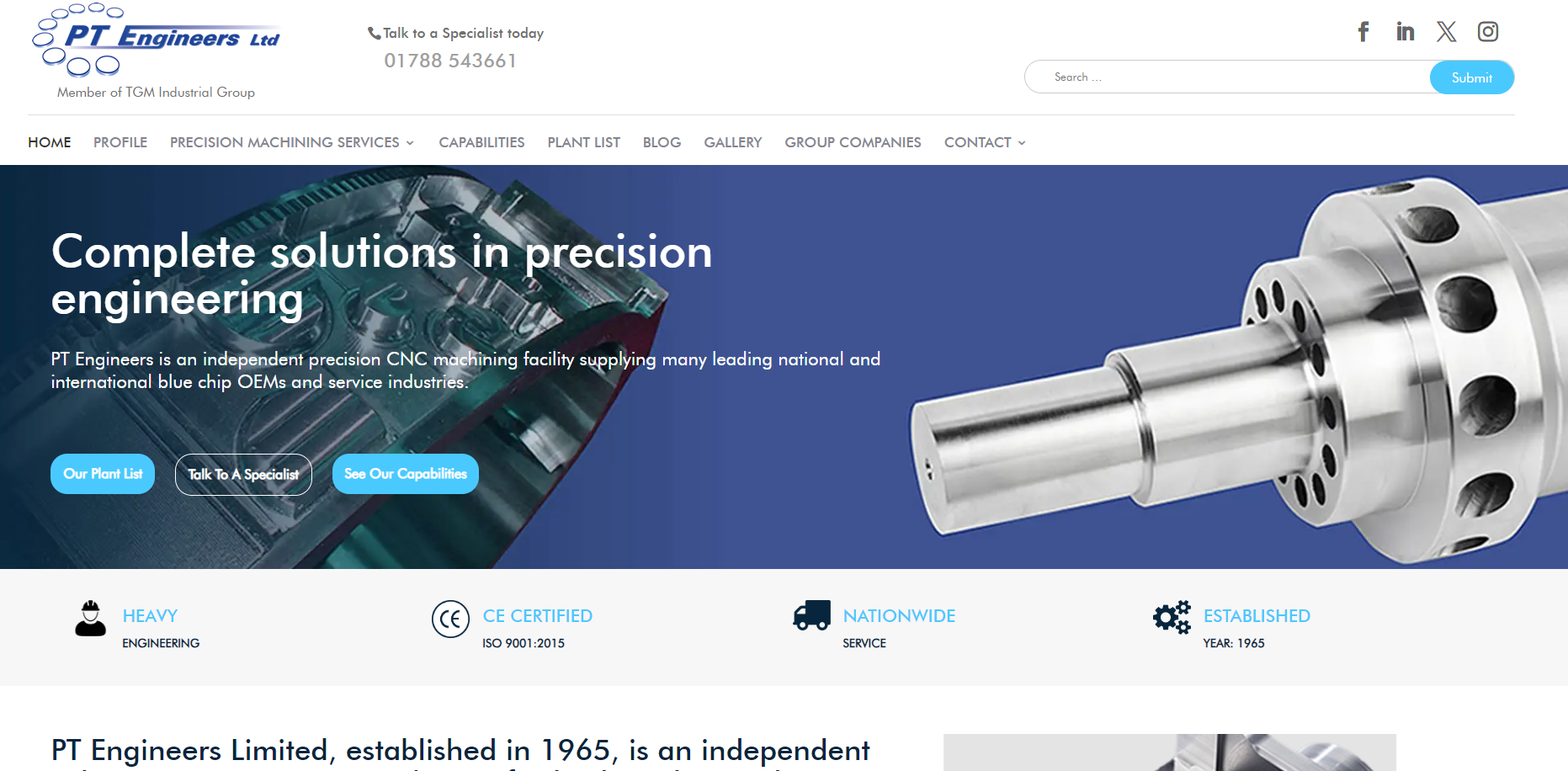 P T Engineers Ltd Website