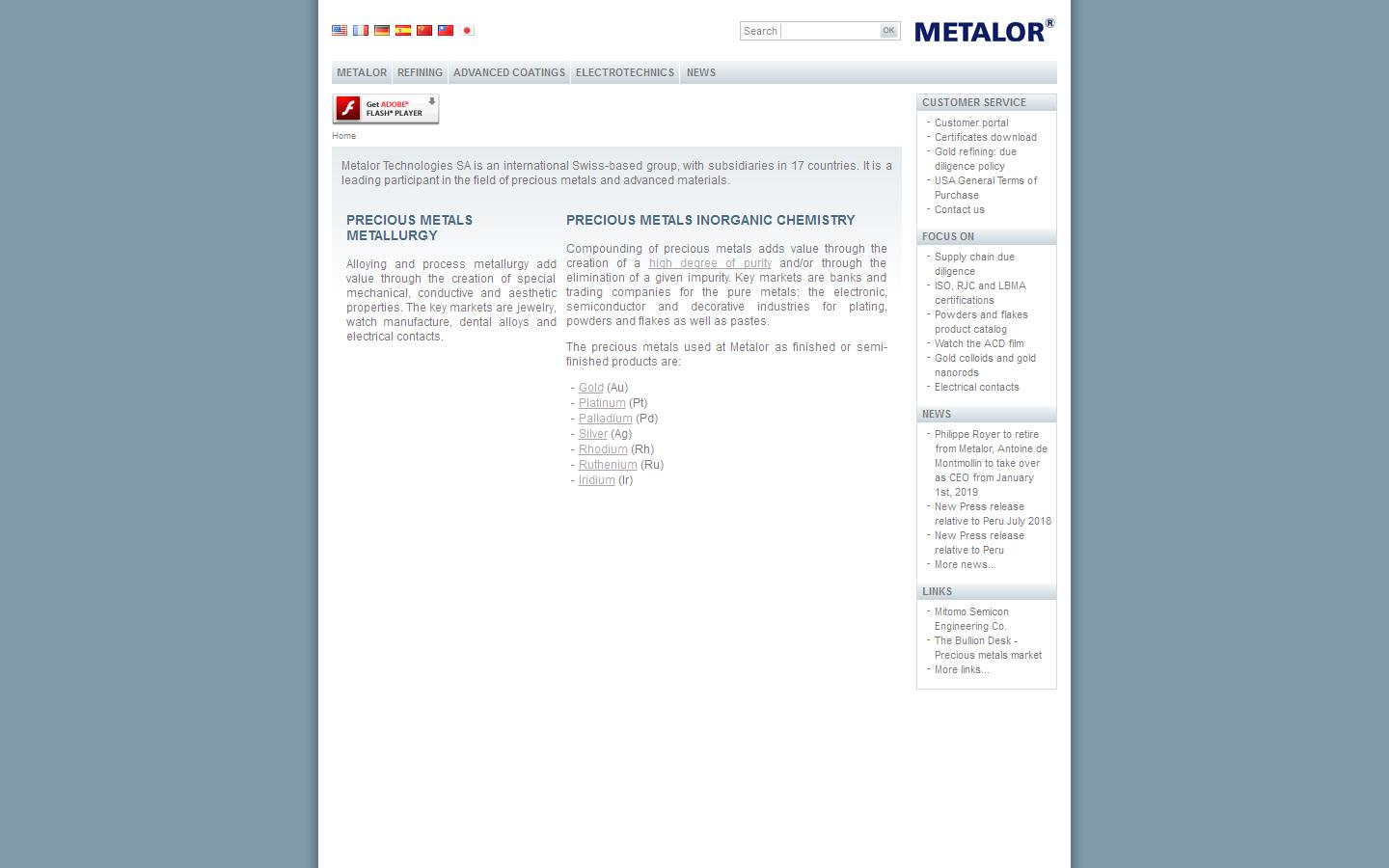 Metalor Technologies Website