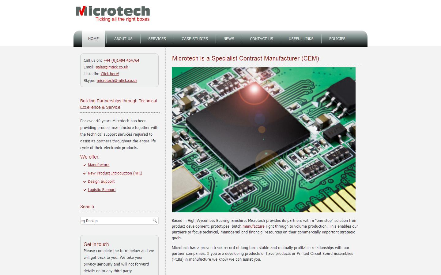 Microtech Electronics Ltd Website