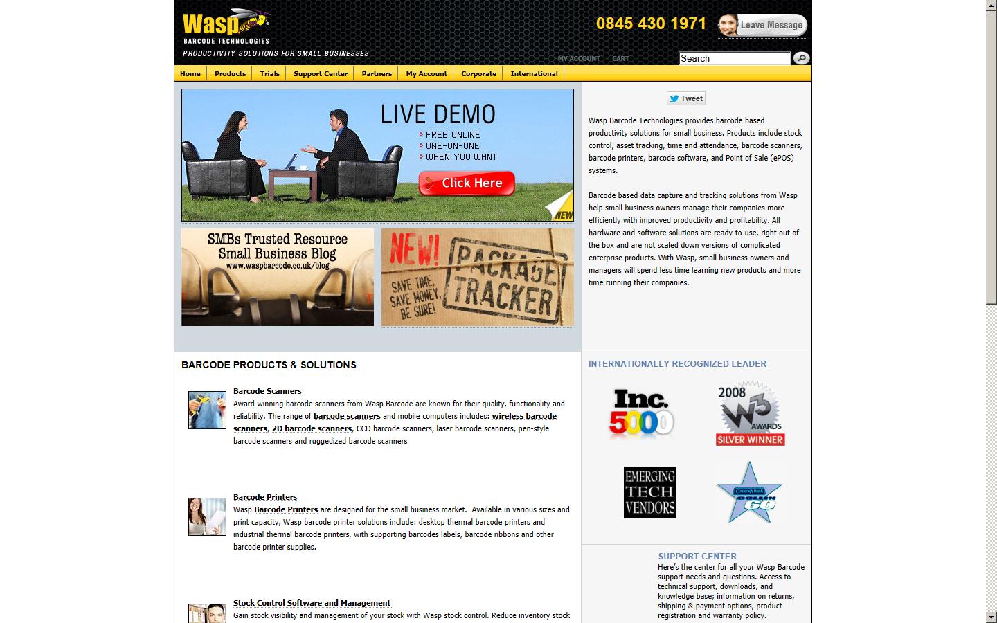 Wasp Barcode Technologies Website