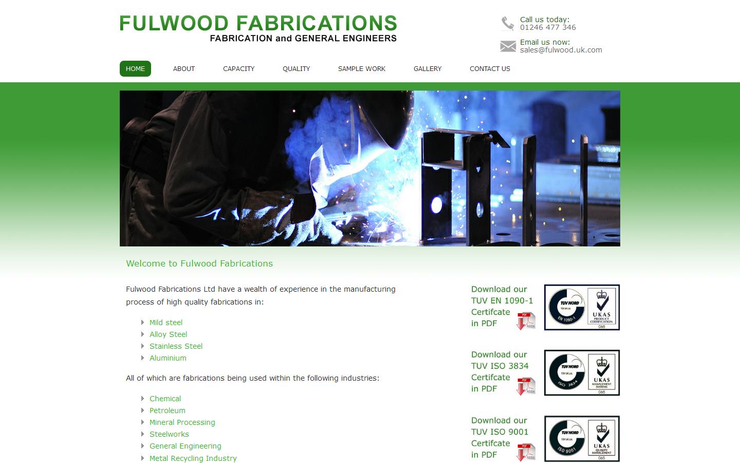 Fulwood Fabrications Ltd Website