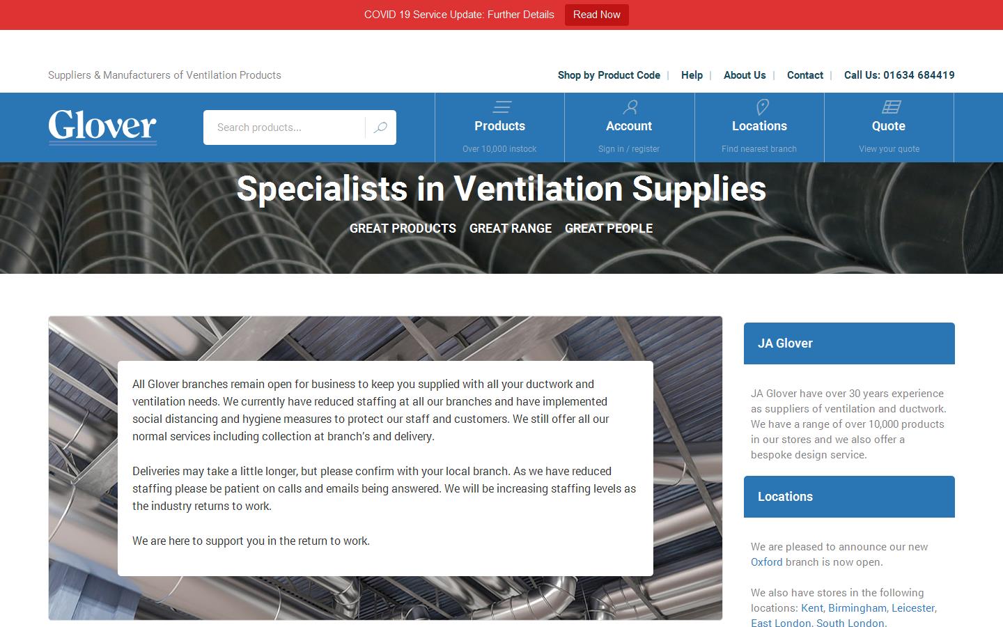 J A Glovers Ltd Website