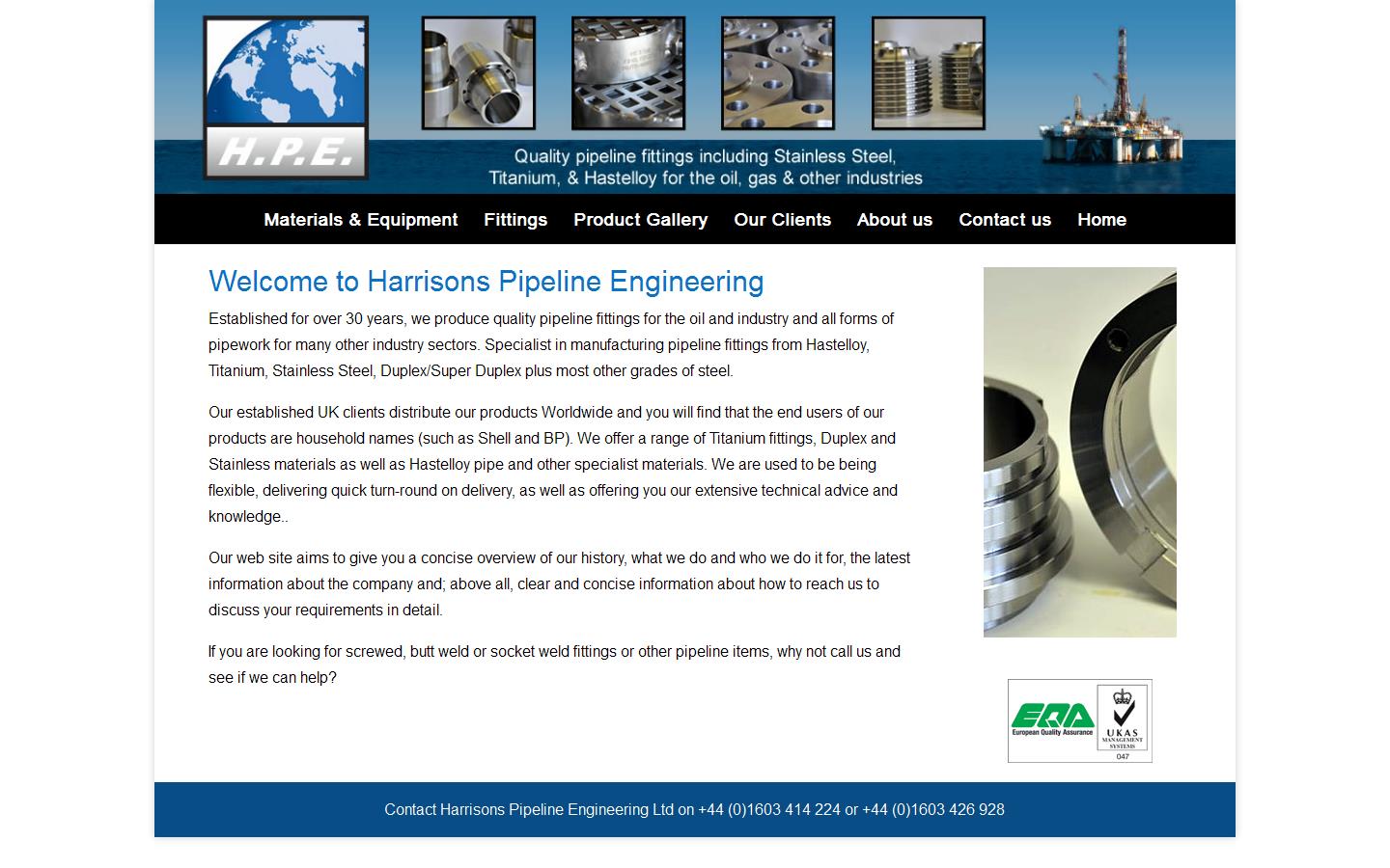 Harrisons Pipeline Engineering Website