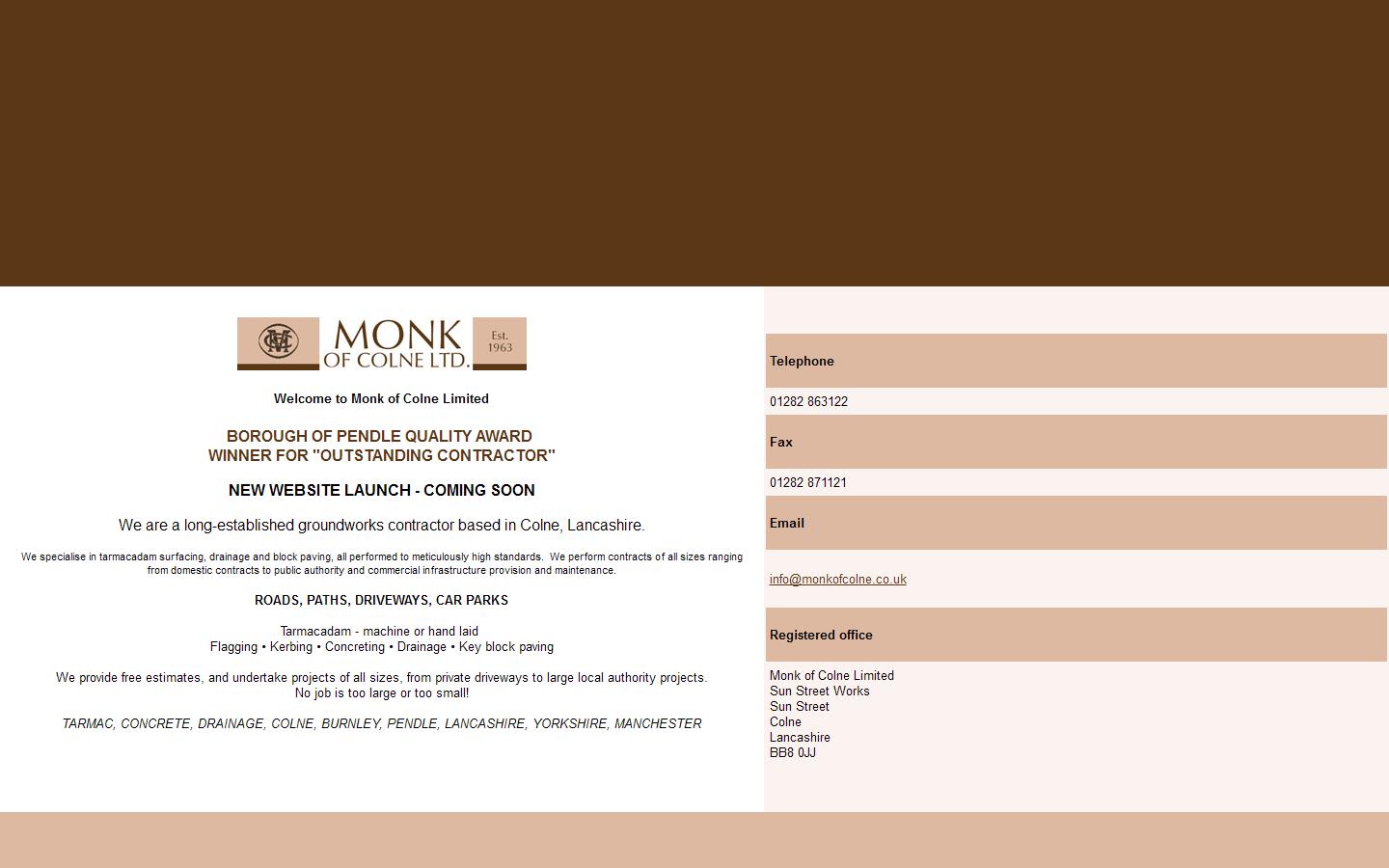 Monk of Colne Ltd Website